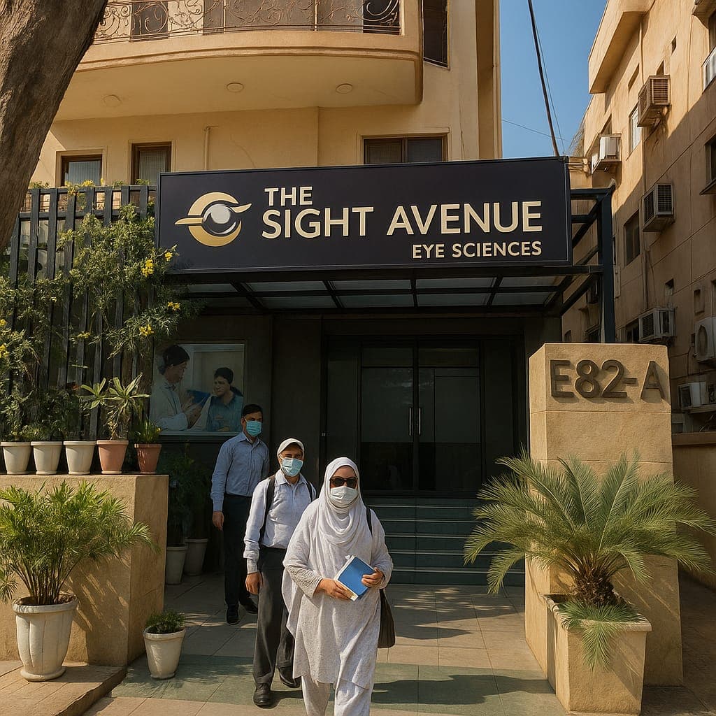 Modern eye examination chair and diagnostic equipment at Sight Avenue